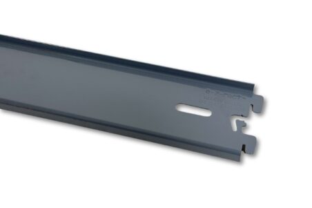 A close-up, angled view of a dark gray E-Z-Rect Type 1 post connector shows its textured surface with "e-z-rect" and "MADE IN CANADA" embossed.
