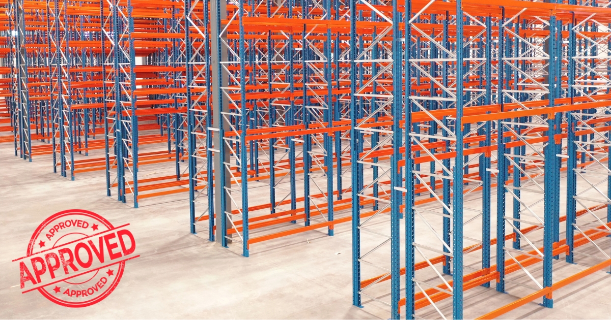 Hi-Cube-Pallet-Rack-Permit Selective pallet racking system in warehouse with stamp of approval