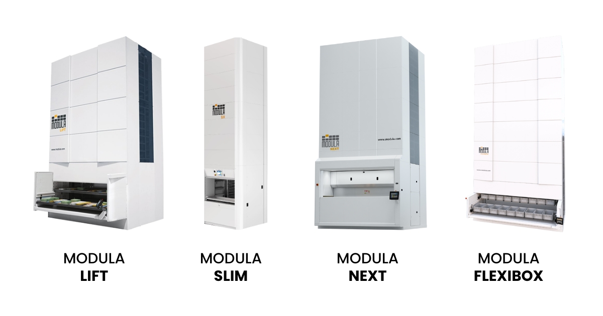 Combined images of the Modula VLM Models - Lift, Slim, Next, and Flexibox