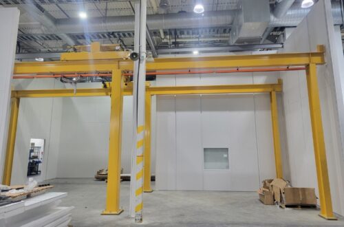 Custom built office enclosure in warehouse for product testing